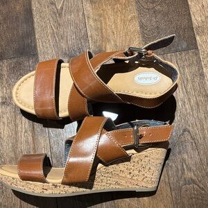 Dr Scholl’s Brown Cork Wedge Sandals Size 6.5 New Without Box
